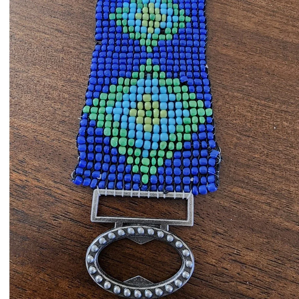 ✨️VTG Seed Bead Belt Geometric Diamond Loom Woven Boho Indiesleaze Streetwear